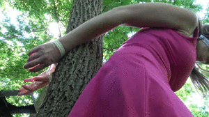 www.cuffkeybondage.com - Rachel Adams Tied to A tree part 2 thumbnail